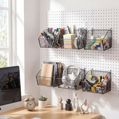 Reallnaive 6 Pack Black Pegboard Baskets 7.1 x 7.1 x 5.5 Inch - color: Black, size: 7.1 x 7.1 x 5.5 Inch