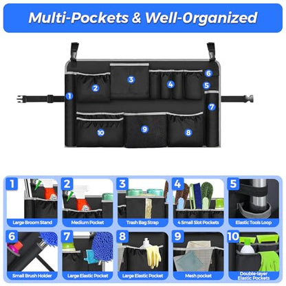 1680D Trash Can Caddy Bag, 10 Pockets Organizer