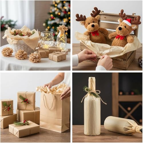 500 Sheets Kraft Tissue Paper Bulk 15 x 20 Inch for Fall Harvest Gift Bags - color: Khaki, size: 15 x 20 Inch, style: Classic