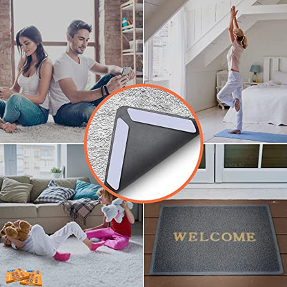 ZONGOOL 12PCS Rug Tape Non Slip Rug Pad Grippers Double Sided Carpet Tape - color: White