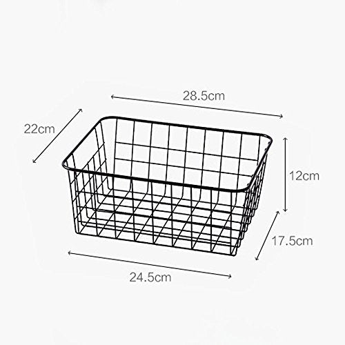 Sturdy Small Wire Storage Basket with Kitchen Food Pantry Papers Home Office Desk Shelf Bathroom Laundry Room Shelf Bedroom Bed Room - color: 1PC-Black