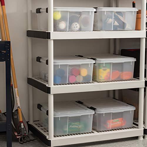 IRIS USA 6-Pack 31 Qt Storage Bins with Gasket Lids, Clear/Black - size: 31 Qt, style: 6 Pack