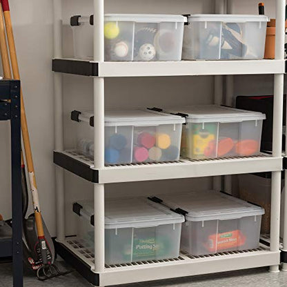 IRIS USA 6-Pack 31 Qt Storage Bins with Gasket Lids, Clear/Black - size: 31 Qt, style: 6 Pack