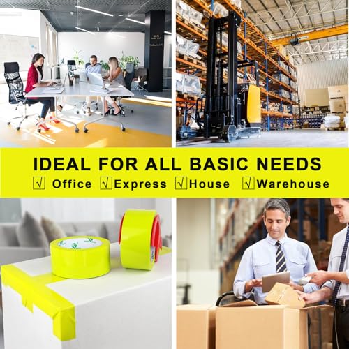 BOMEI PACK Lemon Yellow Packing Tape, 6 Rolls Heavy Duty Packaging Tape for Shipping Packaging Moving Sealing, 1.88 inches Wide, 110 Yards Per Roll, Total 660 Yards - color: Light Yellow