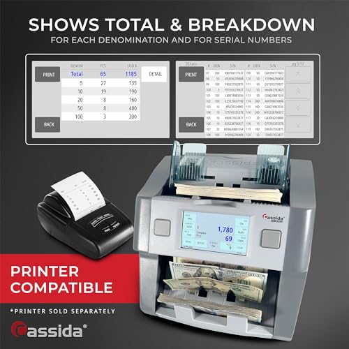Cassida Money Bill Counter I Business Grade I 1,200 Notes/Min I 8800R V2 - size: Large (8800R-V2)