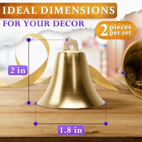 2 Pcs Bells for Door Knob, 2 x 1.8 in, Vintage Solid Brass