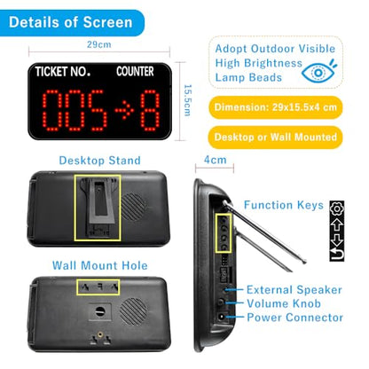 Take a Number System Now Serving Number Sign Simple Queue Management System with 3-Digit Ticket Dispenser Stand 000-999