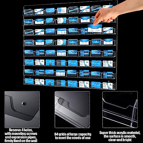 Hillban Acrylic Business Card Holder Wall Mount Office, 64 Pockets - size: 64 Pockets