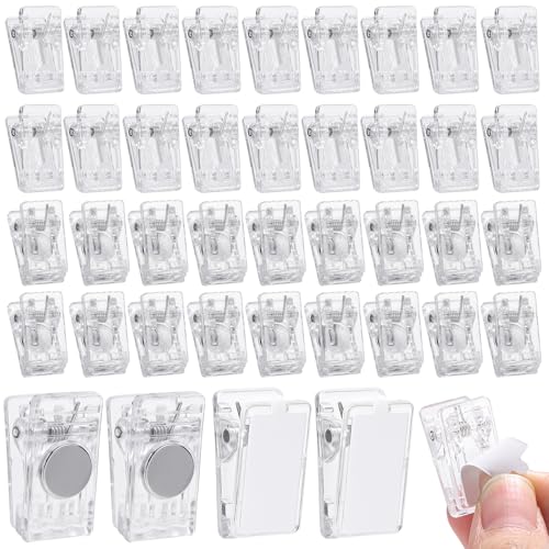 25 Pieces Self Adhesive Clips and 25 Pcs Magnetic Clips for Hanging - style: Clear Magnetic + self-adhesive