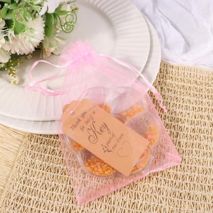Kelfuoya 50Pcs Organza Drawstring Pouches, Pink 3"×4" Sheer Gift Bags - color: Pink-3"x4"