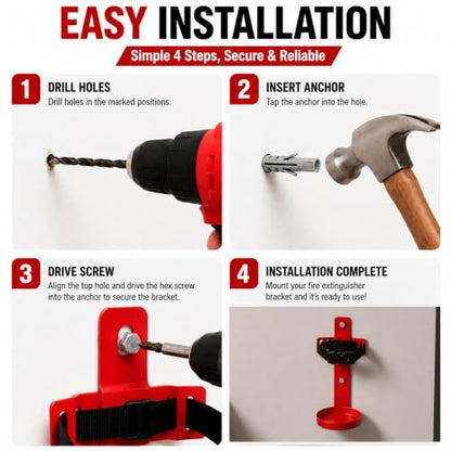 Compact Fire Extinguisher Wall Mount Bracket - Heavy Duty Quick Release Holder for 2.5 lb Fire Extinguishers 1 Pack
