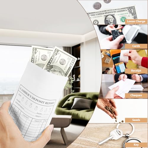 1000 Pcs Cash Deposit Envelopes with Gummed Flaps – 28lb Cash Envelopes for Small Businesses, Cashier Register for Retailers & Restaurants - White - color: White