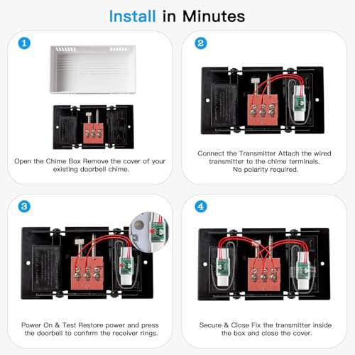 Wireless Doorbell Chime Extender for Google Nest Doorbell (Wired 2nd & 3rd Gen) & Nest Doorbell (Battery), Connects to Existing Hardwired Doorbell, Receiver with Wired Transmitter, 58 Chimes 5 Volume
