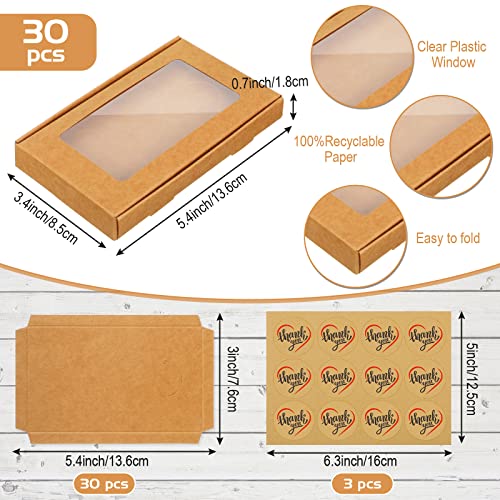 Crtiin 30 Pack Jewelry Gift Boxes Set with Clear Window, Kraft Color - color: Kraft Color