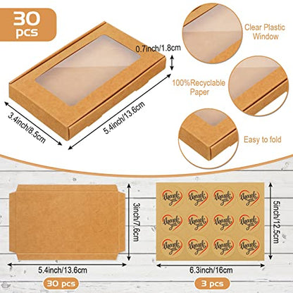 Crtiin 30 Pack Jewelry Gift Boxes Set with Clear Window, Kraft Color - color: Kraft Color