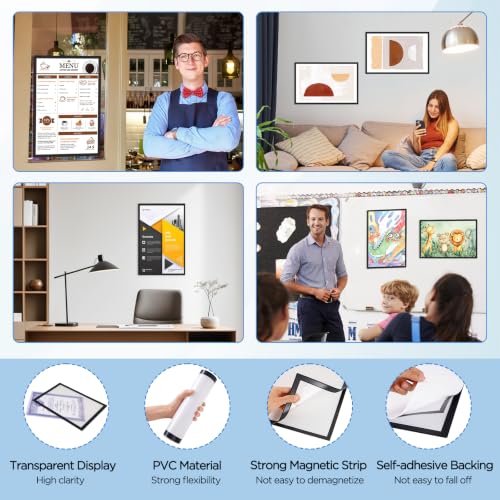 12 Pack Magnetic Sign Holder 11 x 17 inches with Magnetic Border - color: 12 Pack Black, size: 11 x 17