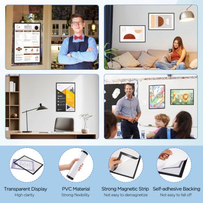 12 Pack Magnetic Sign Holder 11 x 17 inches with Magnetic Border - color: 12 Pack Black, size: 11 x 17
