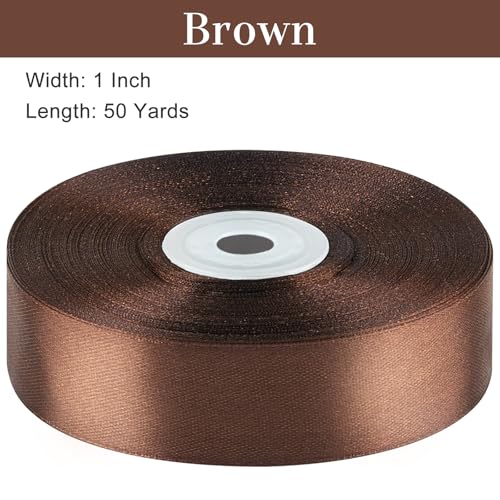 Brown Satin Ribbon, 1 Inch, 50 Yards - color: brown