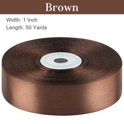 Brown Satin Ribbon, 1 Inch, 50 Yards - color: brown