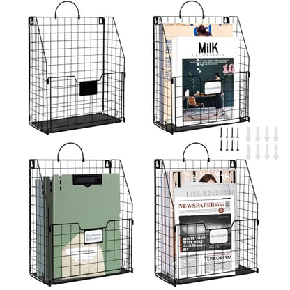 DILIBRA 4 Packs Hanging Wall File Organizer, Foldable Magazine File Holder