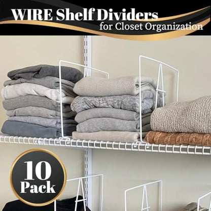 Evelots 10-Pack Wire Shelf Dividers, Clip-On Closet Organizers, Tall Steel - size: Set of 10, style: WIRE Shelf Dividers