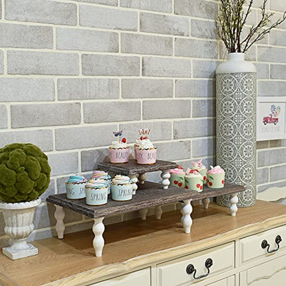 Ikee Design 3 Pcs Set Wooden Display Riser - color: Coffee, 3 pcs