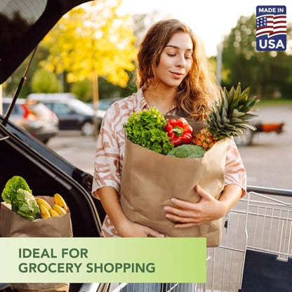 MESHA Paper Grocery Bags 12 x 7 x 17 Inches 100 Pack Bulk 60 Lbs Basis - size: 12"x7"x17" 100PACK