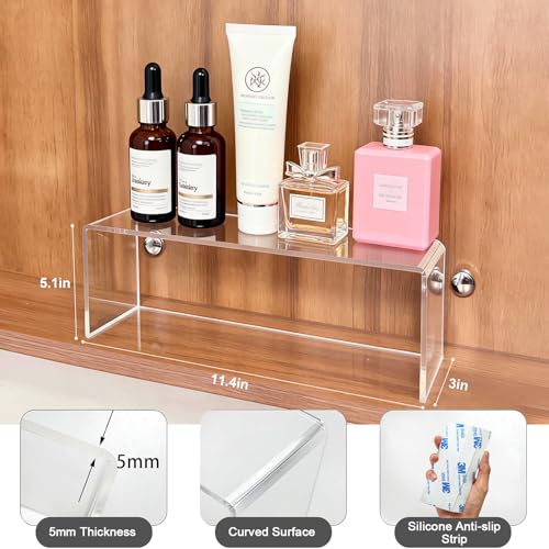 2 Pack Acrylic Medicine Cabinet Organizer Clear Shelves 2 Large - size: 2 x 11.4x3x5.1in