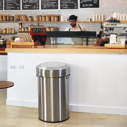 iTouchless Titan 17 Gallon Swing Open Trash Can, Stainless Steel Self-Balance Flip Top Lid Commercial Grade 64 Liter Garbage Can is Perfect for Business, Restaurant, Office and Kitchen - color: Steel Silver 17 Gal Swing Top