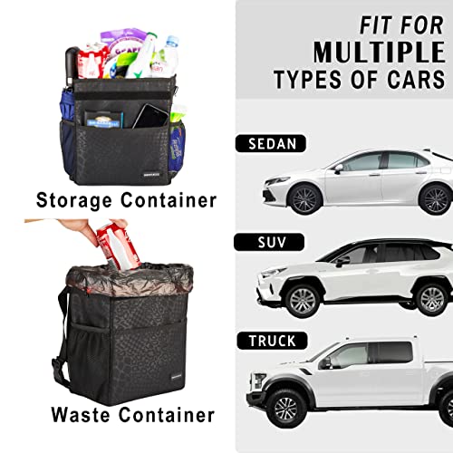 SIBOFUEGO Cute Car Trash Can with Lid, Collapsible, Leak-Proof, 2 Gallon - color: Black Leopard, size: 2 Gallons