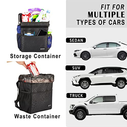 SIBOFUEGO Cute Car Trash Can with Lid, Collapsible, Leak-Proof, 2 Gallon - color: Black Leopard, size: 2 Gallons
