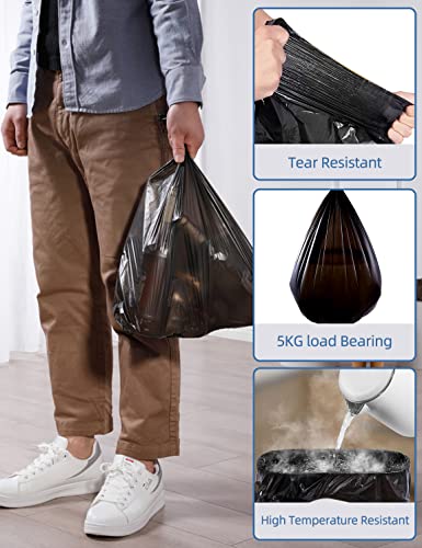 WAIKAS Small Trash Bags 4 Gallon, 1-mil, Flat Top, Unscented, Black, 80ct - color: Black, size: 4 Gal-80ct