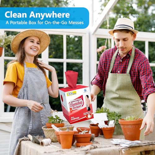 GLIMGLINT Microfiber Cleaning Cloth 100 Pack, Reusable Paper Towels 11 x 9 - color: Red