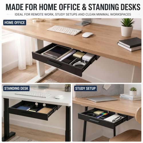 Menkxi 18 x 12 in Under Desk Drawer,Slide out Storage Organizer Heavy Duty - size: 18 x 12 in