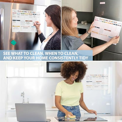 Magnetic Cleaning Schedule Dry Erase Board, Weekly Monthly Chart - color: Cleaning Schedule and Checklist Multicolor