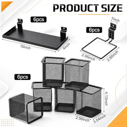 12 Sets Slatwall Metal Shelves Cups Organizer Bins with Hook