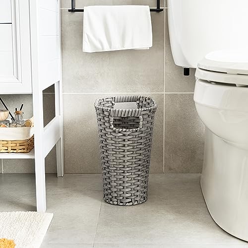 GRANNY SAYS Wicker Bathroom Trash Can, Wicker Waste Basket, Dark Gray - color: Dark Gray, size: Rectangular - 13"L x 7½"W x 12¼"H