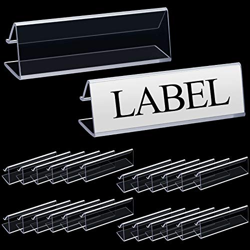 Outus Plastic Label Holder Wire Shelf Label Holder 3 x 0.875", 50 Pieces