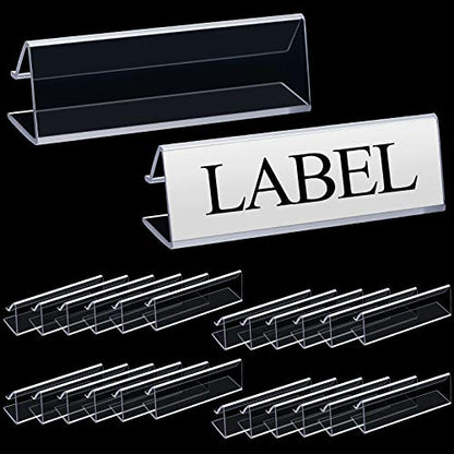 Outus Plastic Label Holder Wire Shelf Label Holder 3 x 0.875", 50 Pieces