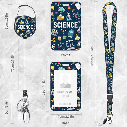 Science Teacher Lanyard with ID Badge Holder and Retractable Badge Reel - color: Science Lab