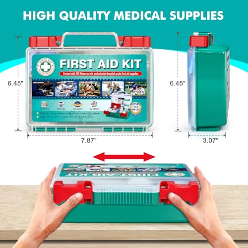 General Medi 295 Pieces Professional First Aid Kit - HardCase First Aid Box - Contains Premium Medical Supplies for Travel, Home, Office, Vehicle, Camping, Workplace & Outdoor - size: 295 Pieces