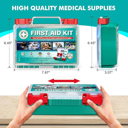 General Medi 295 Pieces Professional First Aid Kit - HardCase First Aid Box - Contains Premium Medical Supplies for Travel, Home, Office, Vehicle, Camping, Workplace & Outdoor - size: 295 Pieces