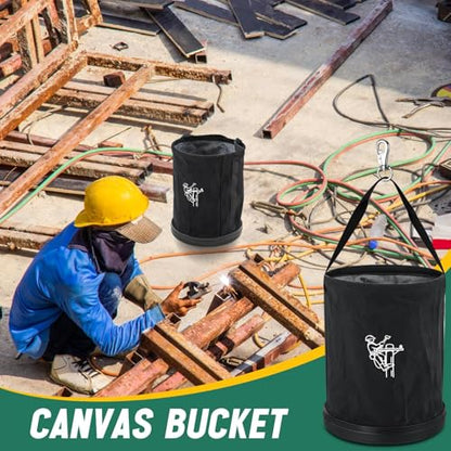 1 Pack 15" x 12" Linemen Canvas Tool Bucket Bag, Black - color: Black