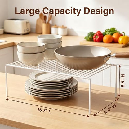 iPEGTOP Large (15.7 x 9.4 Inch) Kitchen Freezer Cabinet Storage Shelf, Set of 4 Rustproof Metal Wire Shelves Spice Shelf Rack Cupboard Organizer for Fridge Pantries Countertops Utensils, White - color: White(set of 4)