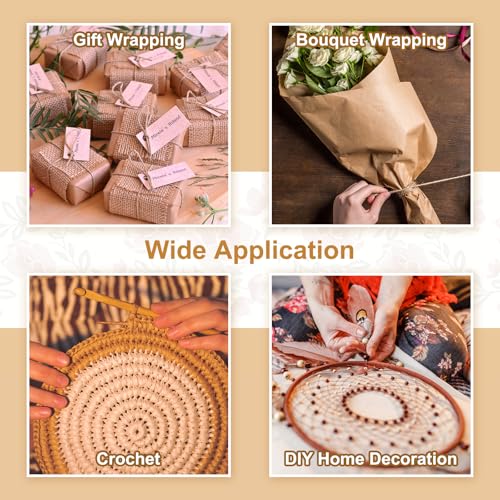 Generic Pink Raffia Ribbon,98 Yard Natural Raffia Paper String 2mm Wide Twisted Raffia Yarn Twine for Gift Wrapping Crocheting Knitting DIY Crafts