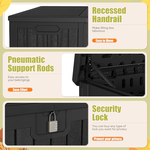 Devoko HDPE 240 Gallon Deck Box Double-Wall with Divider - color: Black, size: 240 Gallon 1 Pack