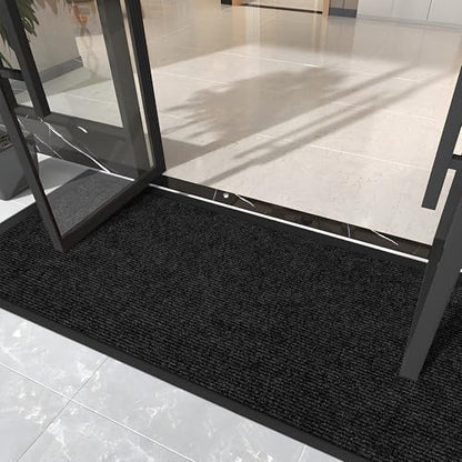 koloko 2ft x 15ft Durable Dirt Trapper Front Door Mat Outside Entrance - color: Black Stripe, size: 2 FT x 15 FT