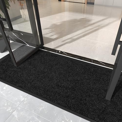 koloko 2ft x 9ft Durable Dirt Trapper Front Door Mat Outside Entrance - color: Black Stripe, size: 2 FT x 9 FT