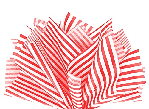 Flexicore Packaging Red Pin Stripe Print Gift Wrap Tissue Paper Size: 15 Inch X 20 Inch | Count: 10 Sheets | Color: Red Pin Stripe - color: Red Striped, size: 10 Sheets