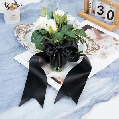 Black Double-Faced Satin Ribbon, 3 Inch x 10 Yards - color: Black